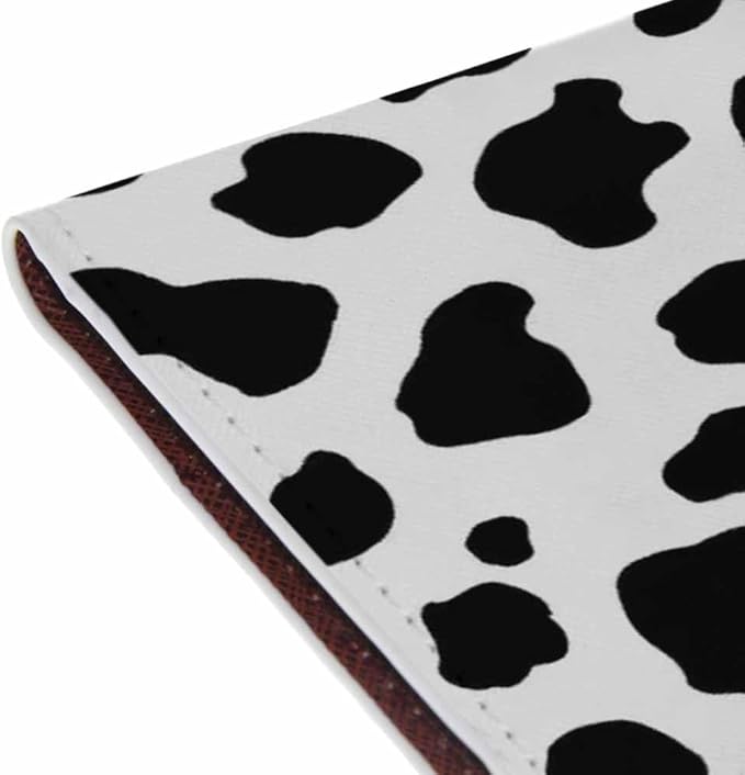 Cow Print Passport Holder for Travel Black and White Spot PU Leather Passport Cover Wallet Cute Passport Card Holder for Women and Men