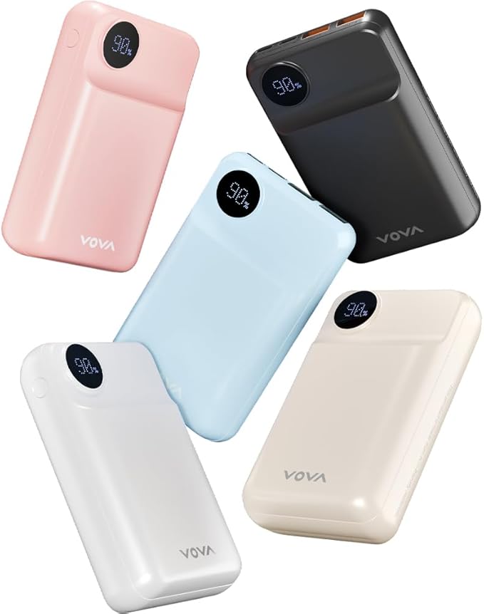 VOVA 20,000mAh Portable Power Bank Fast Charging 22.5W, LED Display Phone Battery Pack, PD3.0/QC3.0 with 3 Outputs Phone Charger for iPhone Samsung Galaxy iPad etc - White