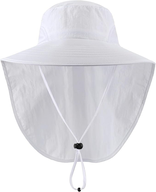 Home Prefer Outdoor UPF50+ Sun Hat Wide Brim Mesh Fishing Hat with Neck Flap