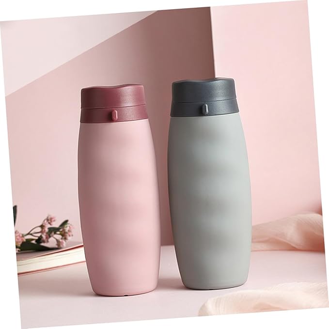 Happyyami Portable Foldable Silicone Water Bottle Collapsible Sports Kettle with Wide Mouth for Outdoor Hiking Camping Cycling Pink