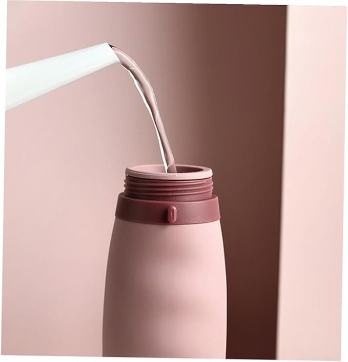 POPETPOP Portable Foldable Water Bottle Lightweight Silicone Sports Kettle for Outdoor Travel Hiking Camping Pink