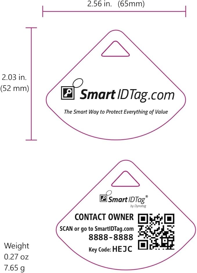 Dynotag® Express Series Solid Metal Web Enabled Smart Bag Tag ID + Steel Loop, Anodized Aluminum with DynoIQ™ & Lifetime Recovery Service (Midnight Black)