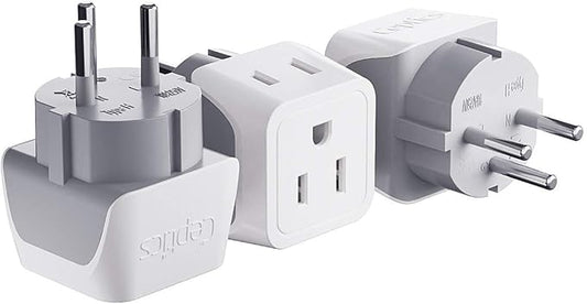 Ceptics Israel Plug Adapter - 2 in 1 Type H Adapter, US to Jersusalem Plug Adapter - Israel, Palestine Travel Adapter Plug, - Dual USA Inputs, CE, RoHS - 3 Pack