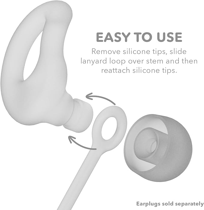 CURVD Earplug Lanyard, Soft Durable Flexible Premium Silicone Cord | Works with Most Earplugs w/Removable Tips Compatible with CURVD Everyday, Loop Quiet/Engage/Experience, Vibes and More - 26 Inches
