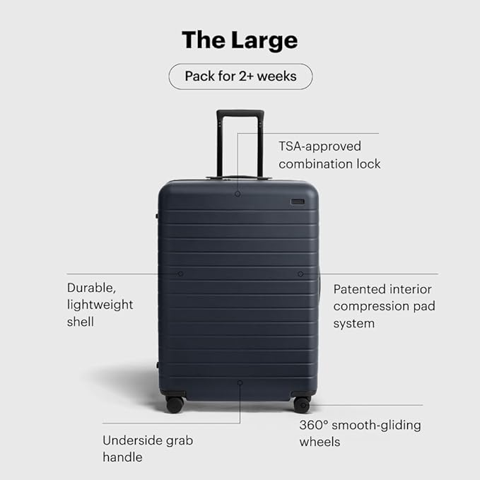 Away Large Checked Luggage, 29 Inch Hardside Suitcase with Spinner Wheels, Lightweight & Durable, TSA Lock, Navy Blue