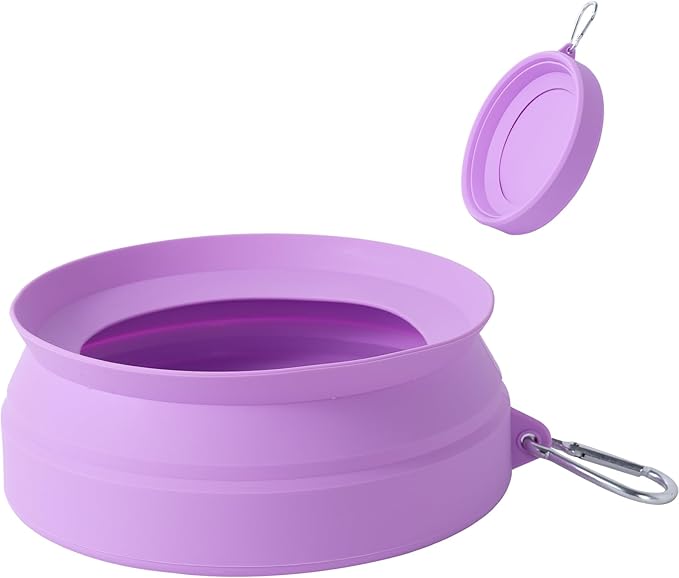 SLSON Spill Proof Dog Water Bowl for Cars,Collapsible No Splash Dog Travel Bowls Integrated Molding Portable Pet Bowl for Road Trip Truck,RV,SUV,Boat Accessories (Purple)