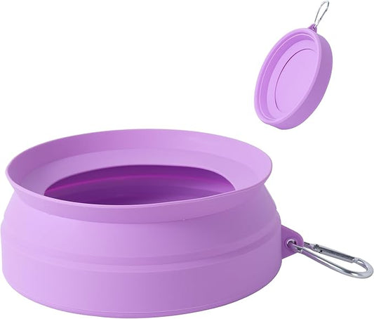 SLSON Spill Proof Dog Water Bowl for Cars,Collapsible No Splash Dog Travel Bowls Integrated Molding Portable Pet Bowl for Road Trip Truck,RV,SUV,Boat Accessories (Purple)