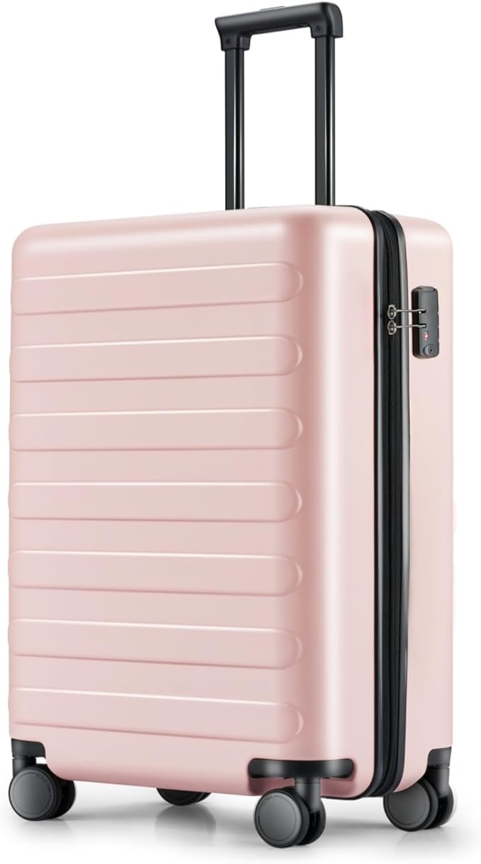 NINETYGO Carry On Luggage 22x14x9 Airline Approved, 20 Inch Luggage with Smooth Spinner Wheels, Lightweight, Hard Shell PC Suitcase Carry-On, Travel Luggage, TSA Approved (Pink, Rhine Basic)