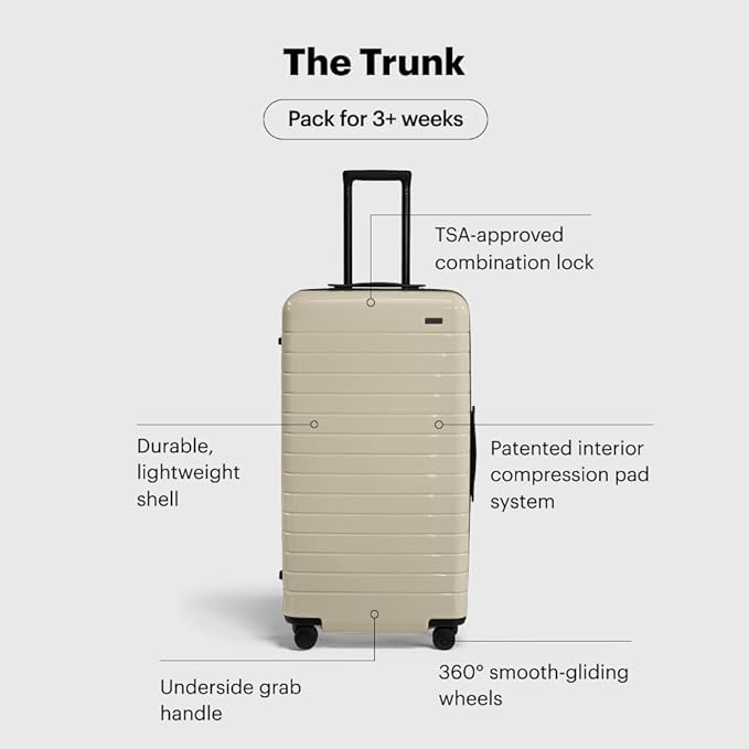 Away Large Trunk Luggage, 31 Inch Hardside Suitcase with Spinner Wheels, Lightweight & Durable, TSA Lock, Ideal for Long Trips, Salt White