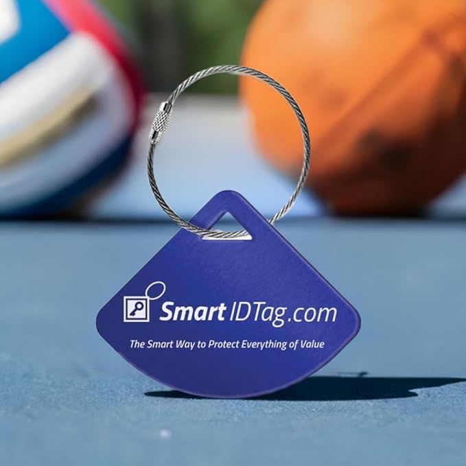 Dynotag® Express Series Solid Metal Web Enabled Smart Bag Tag ID + Steel Loop, Anodized Aluminum with DynoIQ™ & Lifetime Recovery Service (Sapphire Blue)