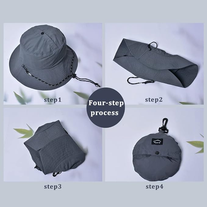 Waterproof Bucket Hat for Women and Men - UV Protection Beach Sun Hat Fishing Safari Boonie Hat Rain Hat Adjustable Packable