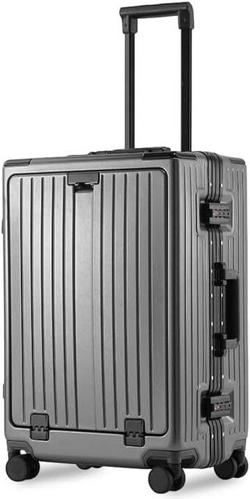 Carry On Luggage 22x14x9 Airline Approved Aluminum Frame, 20 Inch Hard Shell Carry On Luggage, Suitcase Carry-on Zipperless Luggage, TSA Approved (Grey)