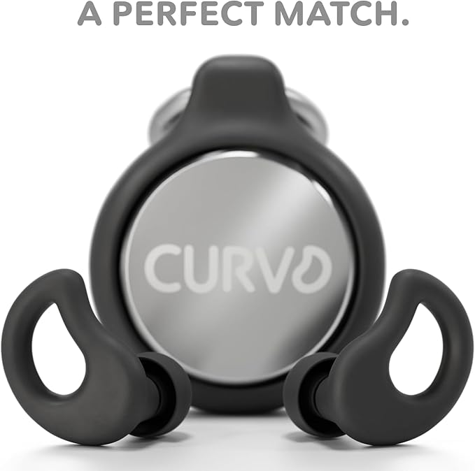 CURVD Everyday Earplugs + Case Clip Bundle, The Perfect earplug for Sleep, Travel, Noise Sensitivity/canceling + Case Clip Package Portable Waterproof Container & Silicone Sleeve for Ear Plugs(Black)
