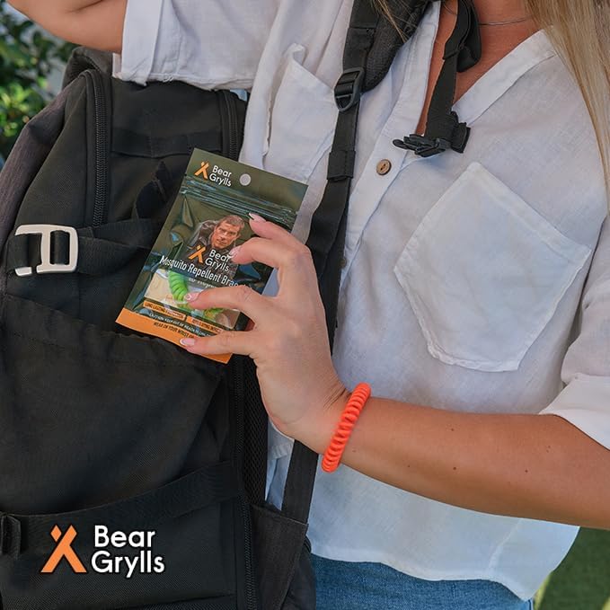 Bear Grylls Mosquito Repellent Bracelets – Natural Essential Oils | Family Pack (10‑Pack) | Child‑Friendly | Non‑Toxic | Reusable Outdoor Wristbands | Individually Wrapped