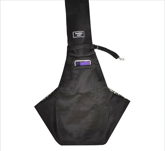 CYBERNOVA Small Pet Dog Cat Sling Carrier for 3-15lbs, with Pocket,Hand-Free Pet Bag Dog Cat Puppy Carry Bag for Travel and Walking Outdoor (black2)