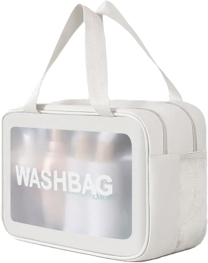 Travel Toiletry Bag for Women and Men, Matte Translucent Toiletry Waterproof Toiletry Bag, Makeup Cosmetic Organizer Bag for Travel Toiletries Accessories White