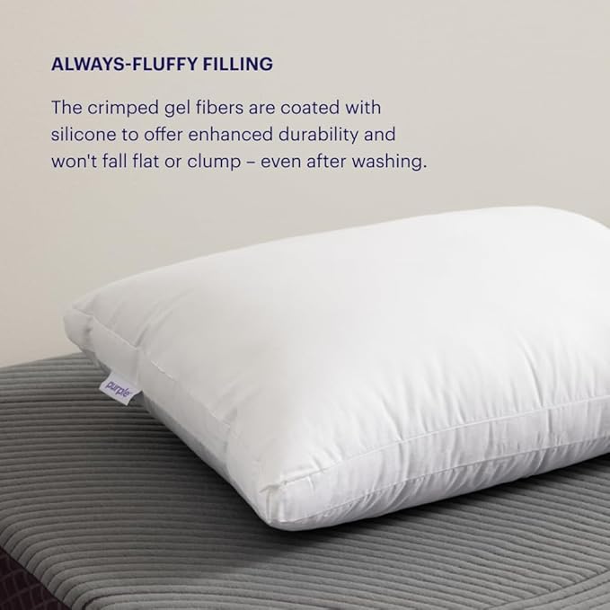 Purple Cloud Pillow - Standard Size, Hypoallergenic Gel Fiber Fill for Plush, Cloud-Like Comfort - Molds to Support Head & Neck, Won’t Clump or Flatten