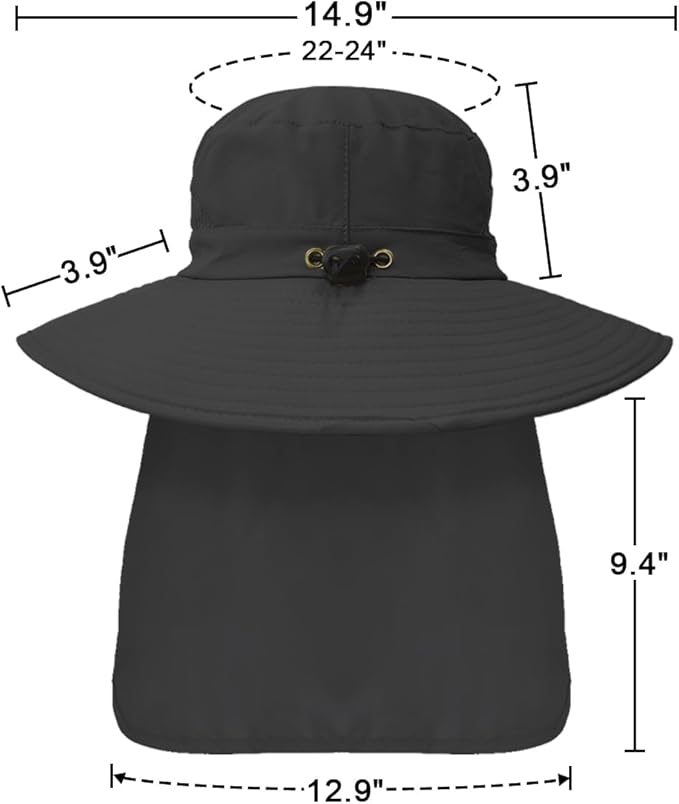 Outdoor Sun Hats with Stowable Neck Flap for Men Women UPF 50+ Mesh Summer Bucket Hat Wide Brim for Fishing Safari Hiking