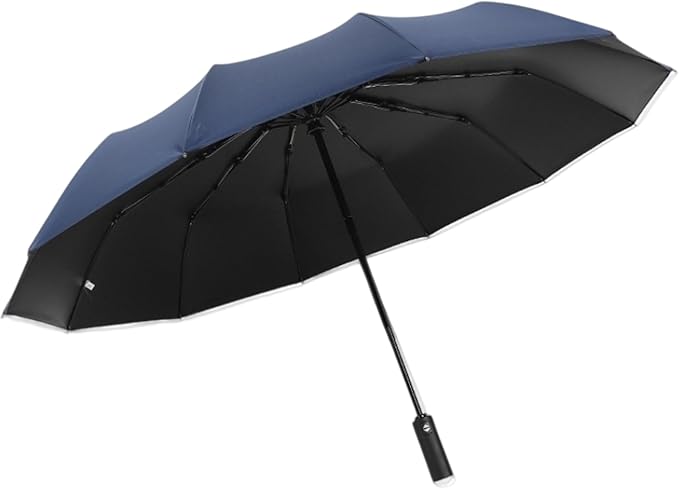 12 Ribs Travel Essentials Umbrella Automatic Folding Rain Umbrella Windproof Compact collapsible,Fits Cars&Backpack Travel size