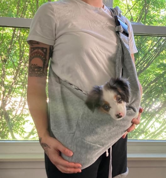 NATUYA Small Dog Carrier Sling Cat Sling,Adjustable Strap Hand Free Pet Puppy for Outdoor Traveling Subway (Gray, Snap)