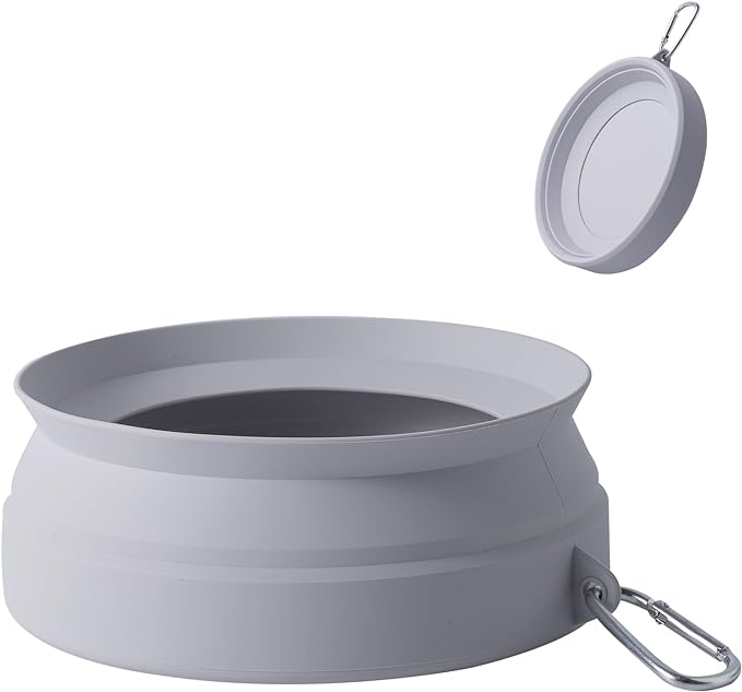 SLSON Spill Proof Dog Water Bowl for Cars,Collapsible No Splash Dog Travel Bowls Integrated Molding Portable Pet Bowl for Vehicle Road Trip Truck,RV,SUV,Boat Accessories (Cold Grey)