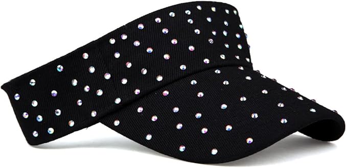 Sparkle Glitter Summer Rhinestone UPF 50+ Bling Ladies Sun Visor for Women Outdoor Sports Fashion Golf Hat