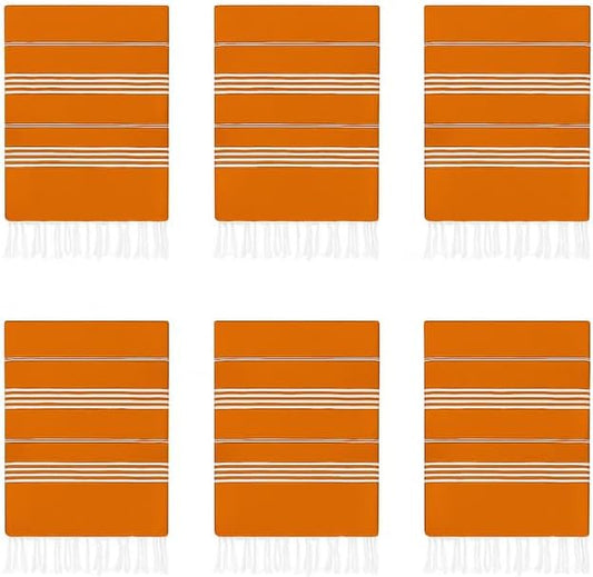 HAVLULAND Turkish Beach Towel Oversized 72"x40" Bath Towels Bulk Set Extra Large Sand Free Quick Dry Absorbent Lightweight Pool Swim Camping Blanket Adults XL Big Vacation Essentials (Orange, 6 Pack)
