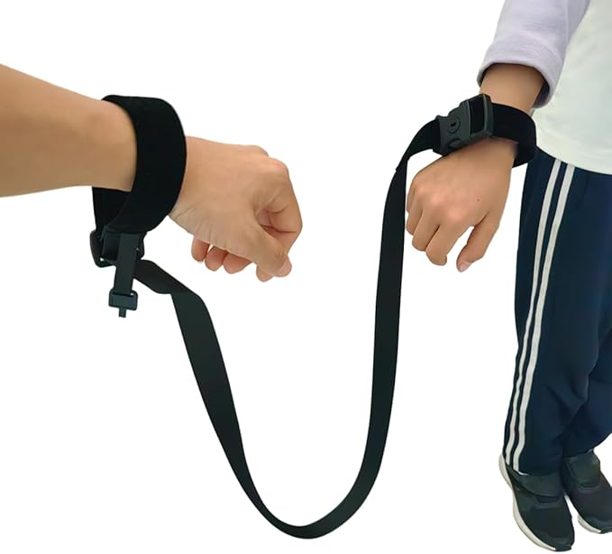 2PCS Escape Proof Wrist Leash Walking Harness for Older Children,Adjustable Anti Lost Wrist Leash with Tether and Lock Buckle for Autism,ADHD,Special Needs Child