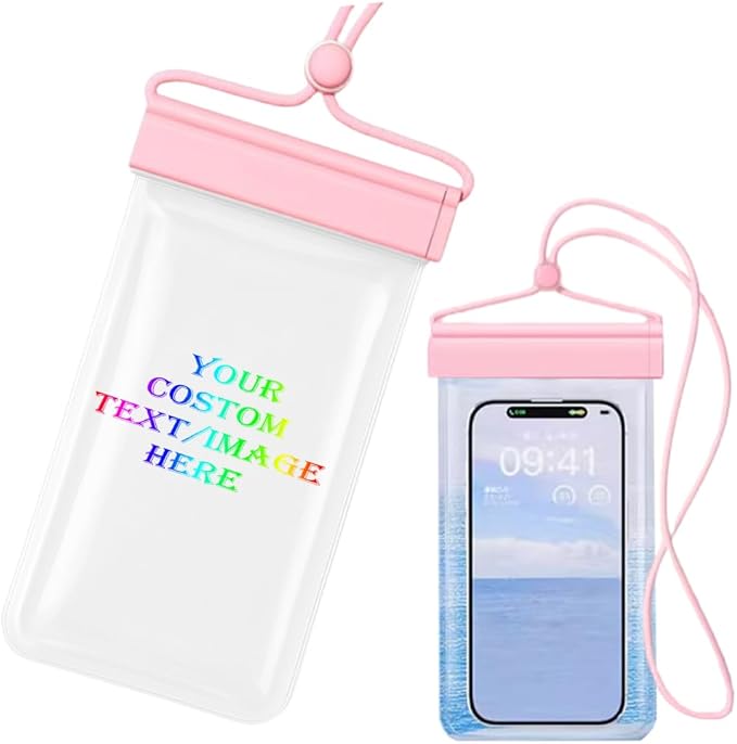 Personalized Initial Waterproof Phone Pouch Case (Pink)