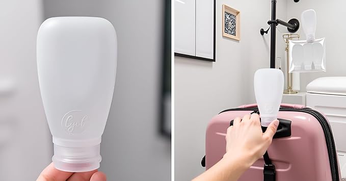 Travel Bottles for Toiletries, TSA Approved 3oz Leak Proof Silicone Soft Refillable Squeeze Travel Size Containers BPA Free for Cleansers, Lotions, Shampoo, Conditioner 3pk (Clear)