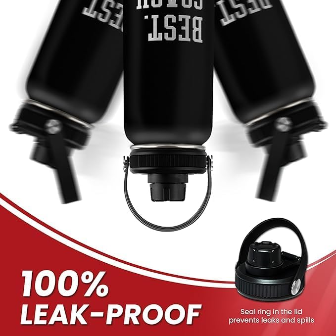 Sport Coach Insulated Engraved Stainless Steel Water Bottle 32oz, Best Coach Ever, Vacuum Chug Lid Travel Tumbler For Men Friends Coaches, Gift for Birthday Christmas