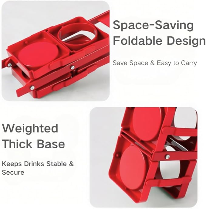 musbus Reusable Drink Carrier with Handle for Delivery Drivers, Portable Cup/Coffee Holder Accessories for Delivery, Foldable Drinks Caddy with Tray, Car Durable Plastic Festive Bottle, Vacation