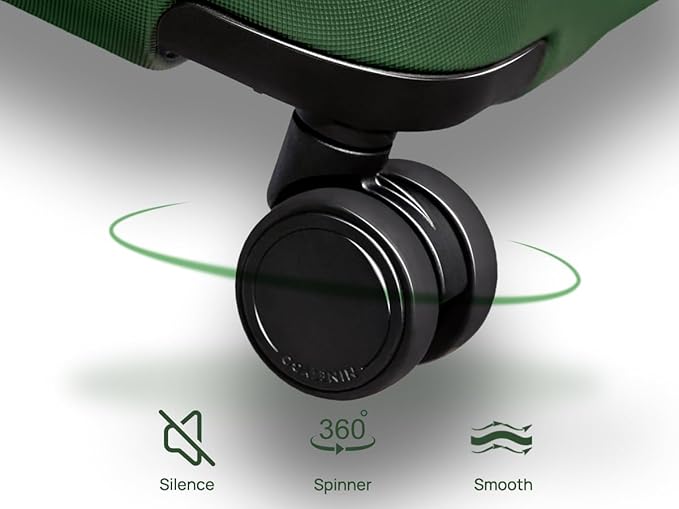 NINETYGO Carry On Suitcase, 20 Inch Carry-On Luggage with Double Spinner Wheels, Anti-Burst Zipper, Hard Case PC Suitcase Carry On, Lightweight Travel Luggage, TSA Approved (Seaweed Green, Hudson)