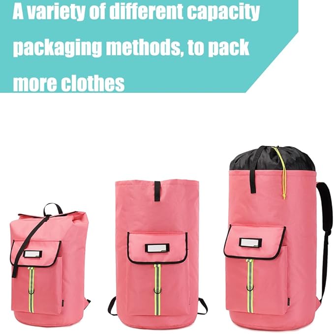 laundry bag backpack,extra-large heavy duty laundry bags,laundry backpack for college students,drawstring closure (bright red Laundry Backpack)