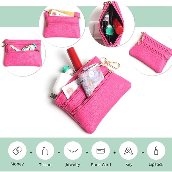 Crossbody Body Phone Holder for Women, New Phone Strap with Zippered Pouch, Adjustable Crossbody Strap (Rose red butterfly)