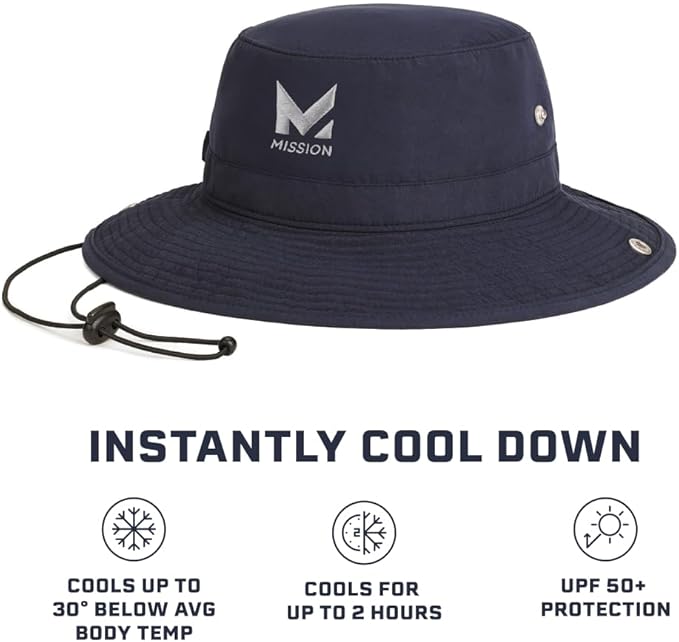 MISSION Cooling Bucket Hat - Unisex Wide-Brim Hat for Men & Women - Lightweight, Foldable & Durable - Cools Up to 2 Hours