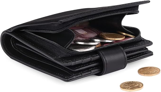 GOIACII Mens Wallet Large Capacity Genuine Leather RFID Blocking Bifold Wallets for Men with ID Window and 15 Card Slots