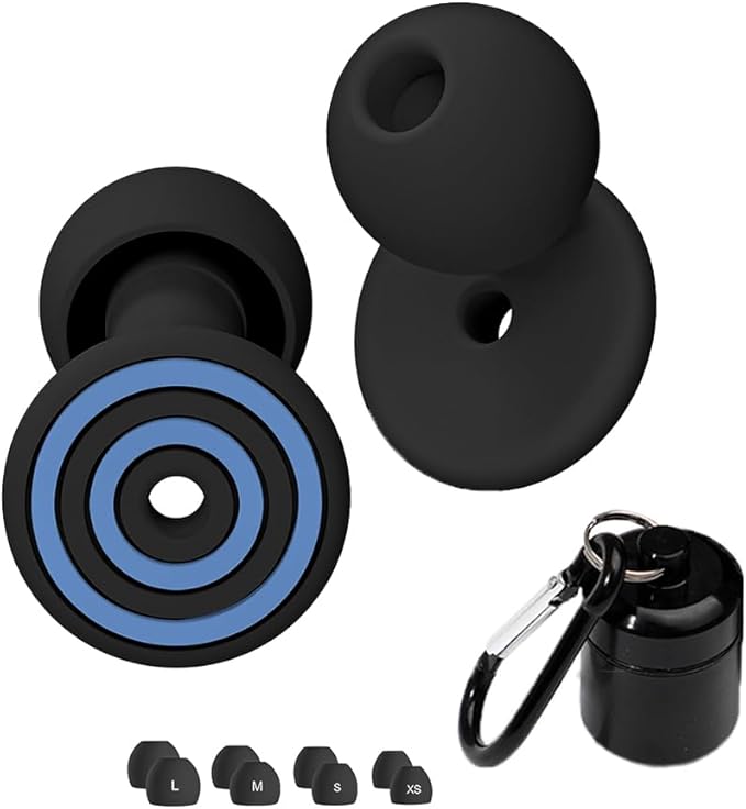 ROMI Ear Plugs for Sleeping & Snoring – 33 dB Noise Cancelling Silicone Earplugs for Concerts, Travel & Work – Reusable & Washable with Carrying Case + Adjustable Fit (4 Sizes XS/S/M/L)