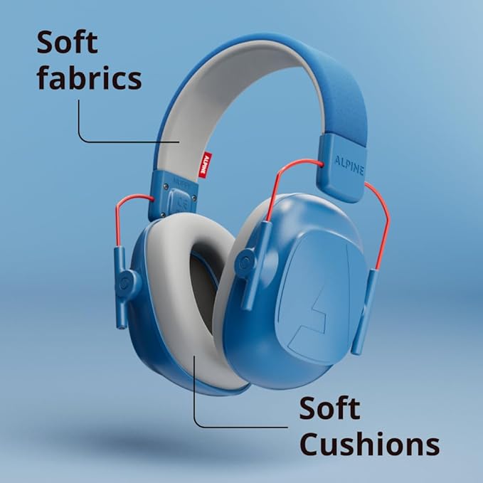 Alpine Muffy Kids - Hearing Protection - CE & ANSI Certified - Adjustable for Ages 3-16 years - Noise Cancelling Headphones - 22dB Sound Reduction Ideal for Protection and Concentration Aid - Blue