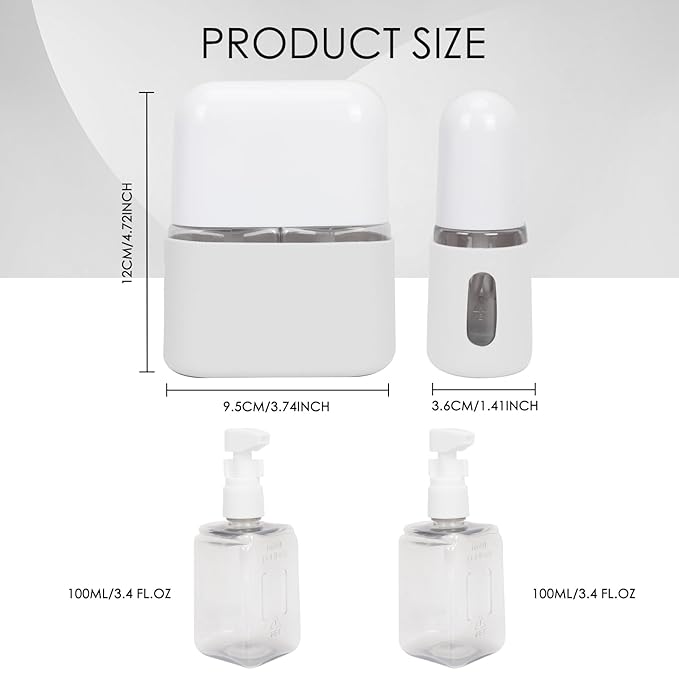 Songaa Travel Bottles Leak Proof, 2 in 1 Travel Containers for Toiletries, Refillable Plastic Bottles with Lid, Travel Accessories Shampoo Conditioner Bottles Grey