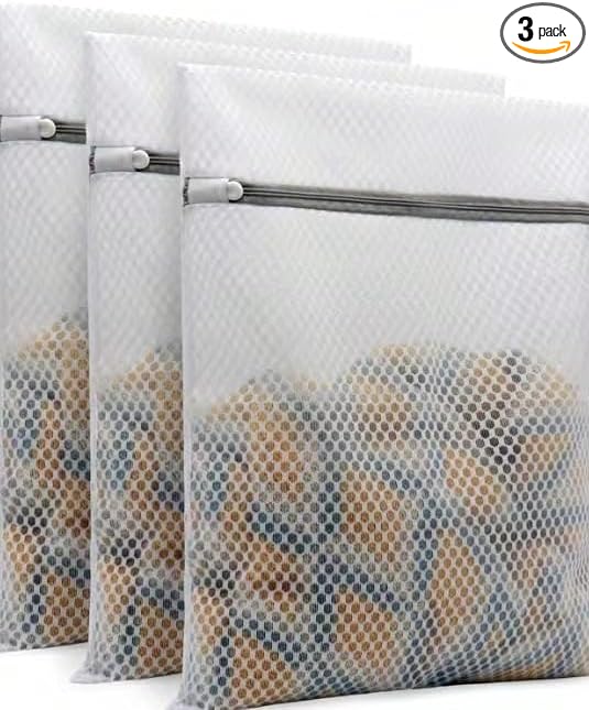 Honeycomb Mesh Laundry Bags for Delicates, 3 Pack 12 x 16 Inch Medium Wash Bags with Zipper for Lingerie, Socks, and Clothing Care
