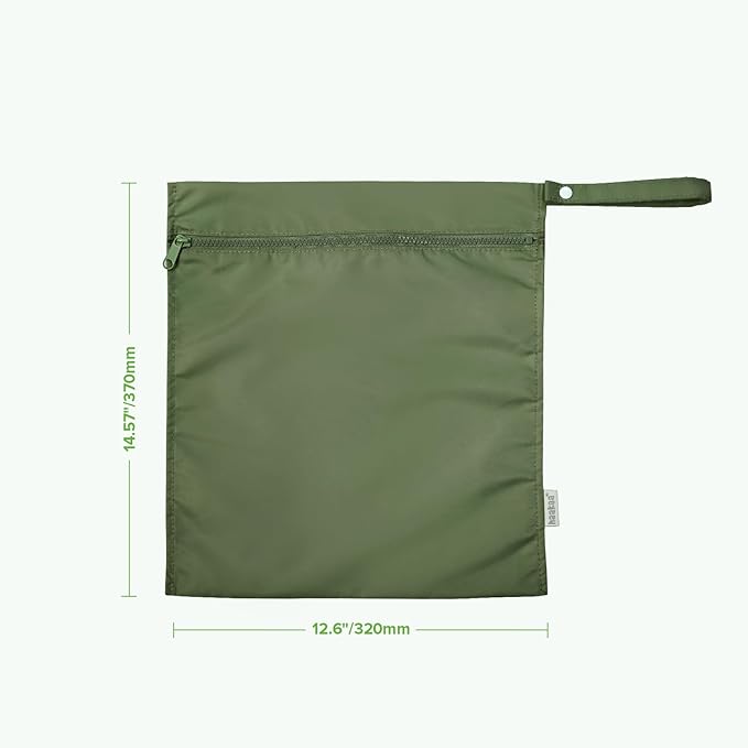 haakaa Waterproof Wet Bags for Baby Wet Dry Bags for Cloth Diaper, Swimsuit & Travel, 1pc, Olive Green