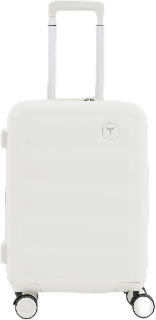 Tesport 22in Hard Shell Carry-On Luggage with Spinner Wheels, Lightweight PC Expandable Carry-On Suitcase with TSA Lock, Built-in Cup Holder, White