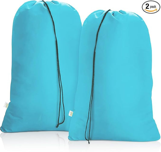 OTraki Extra Large Laundry Bag 2 Pack Laundry Basket Laundry Hamper Liner Dirty Clothes Bag 45x28 Inch Heavy Duty Laundry Bag XL Big Drawstring bag for Home Dorm Hotel Travel Camp Turquoise Blue