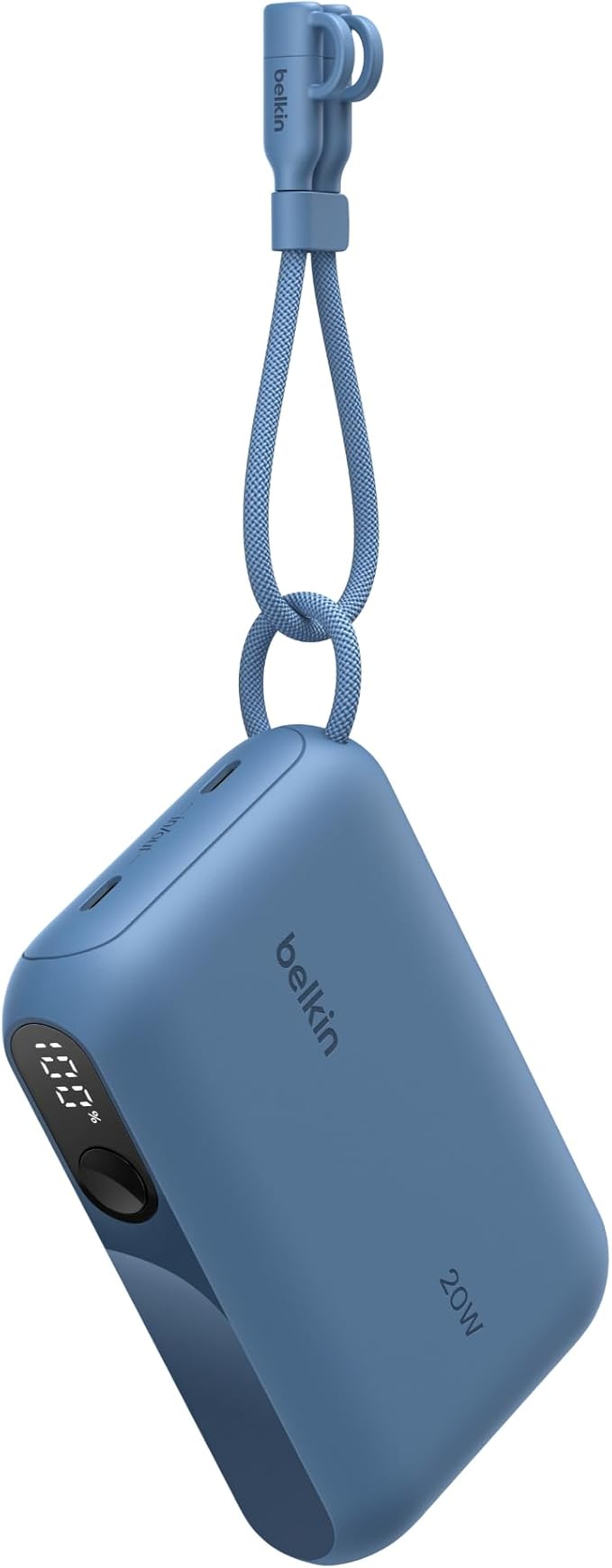 Belkin Portable Charger, Slim USB-C Power Bank 10,000mAh w/ 2 USB-C Ports, Digital Battery Display, 20W Charging Battery Pack - iPhone 17, Air, Pro, Samsung Galaxy S25, Pixel 10, iPad, & More - Blue