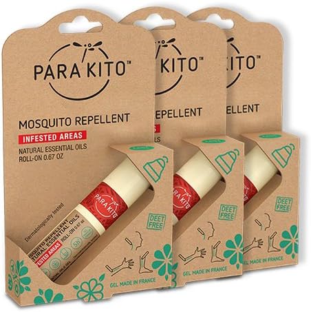PARAKITO Roll-on Gel Mosquito Repellent for Kids & Adults | w/Citronella Oil | Travel Size Insect Repellent for Hiking & Camping Accessories | DEET-Free Protection (0.67 oz) 3 Pack
