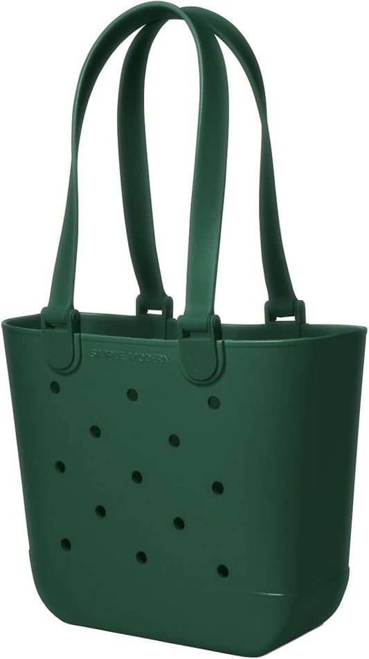 Simple Modern Medium Beach Bag | Waterproof Getaway Rubber Tote with Zipper Pocket for Travel, Pool, Boat, Groceries, Sports | Forest