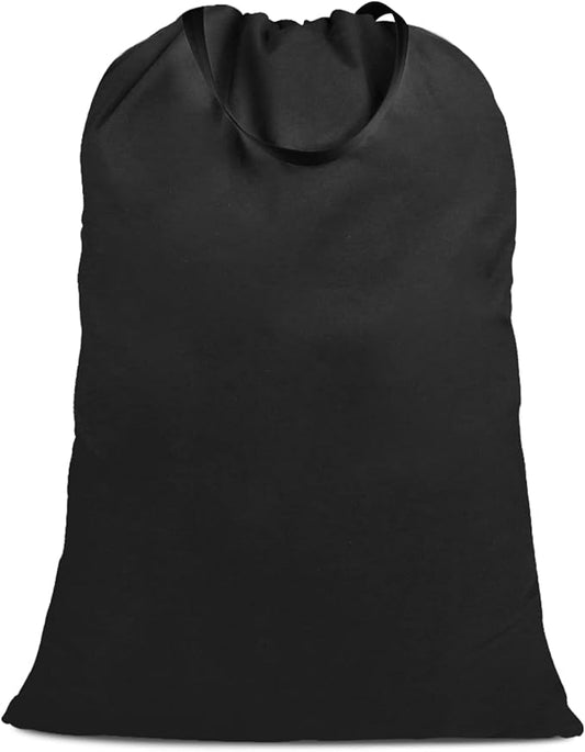 Cotton Canvas Laundry Bag with Handles & Drawstring Straps, Heavy Duty Extra Large Laundry Bags for Laundromat and Household, 25.5x34 Inch, Black