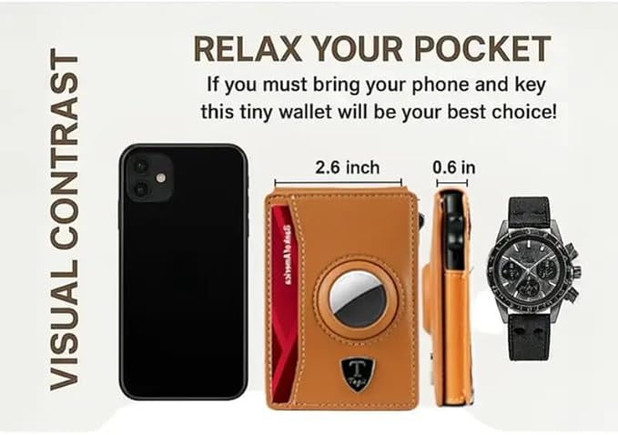 Smart Bifold Airtag Wallet for Men – RFID Blocking Pop-Up Bifold Credit Card Holder with ID Window, Slim Aluminum Case Fits 12+ Cards, Coffee Brown, Comes in a Gift Box (Premium Camel Brown)