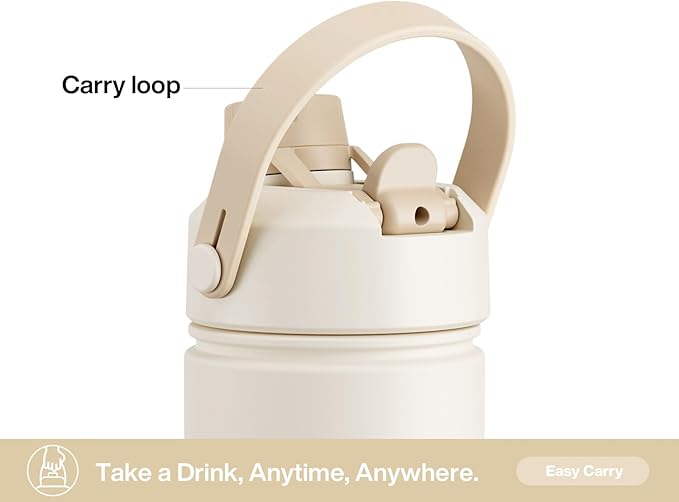 POWCAN 26 oz Insulated Water Bottle with 2-in-1 Straw and Spout Lid, Keep Cold 24H, Leak-Proof, Fits in Car Cup Holder, Stainless Steel Water Bottle for Sports, Travel, Gym and School (Pumpkin Patch)